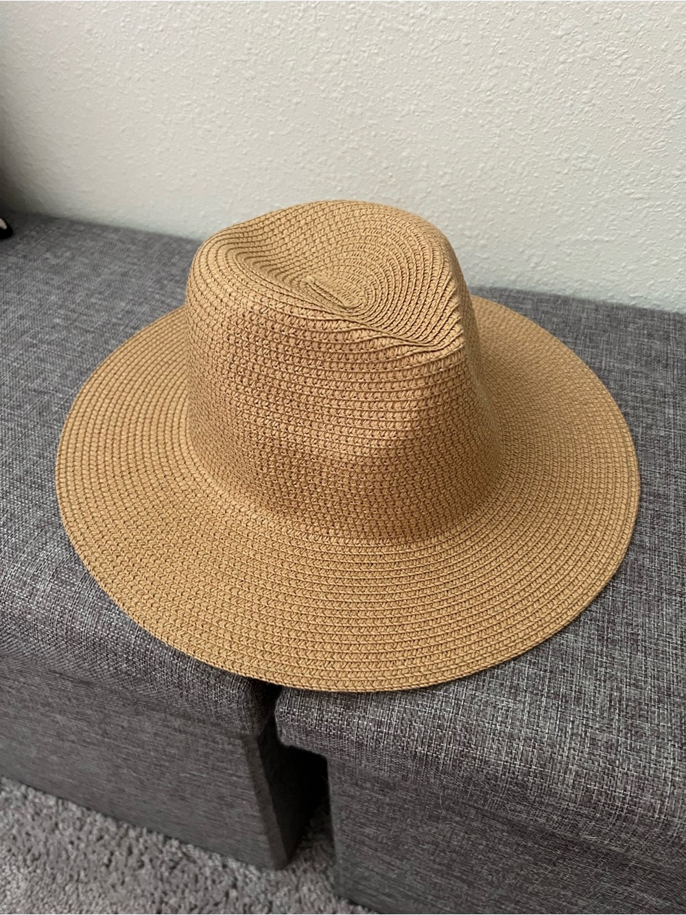 Women's Wide-Brim Straw Fedora Hat - Tan
